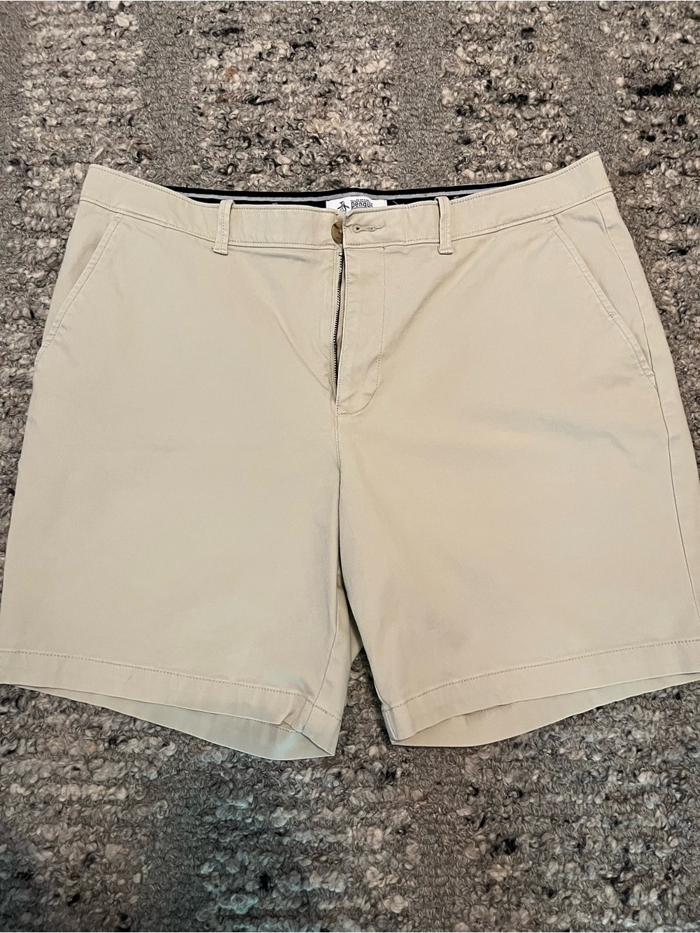 Original Penguin Men's Flat Front Chino Shorts in Light Khaki